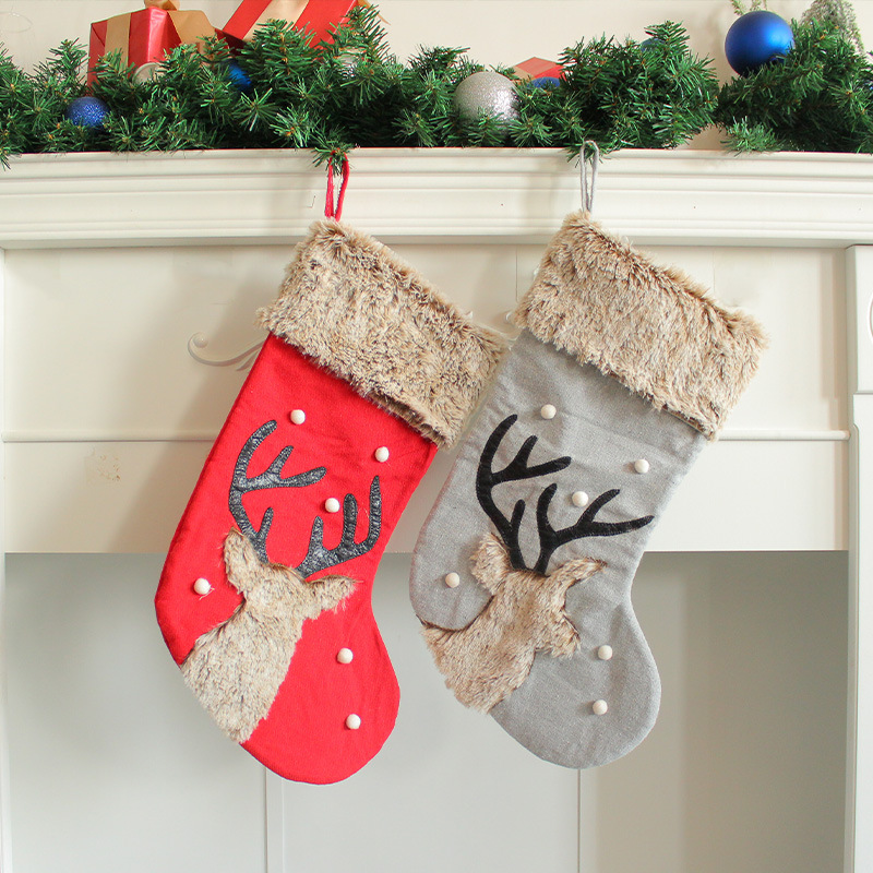 Christmas decorations, deer head socks, plush candy socks