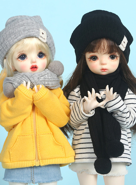 BJD 6分4分娃衣 围巾 帽子 1/6 yosd娃娃衣服 大6分 holala帽子套