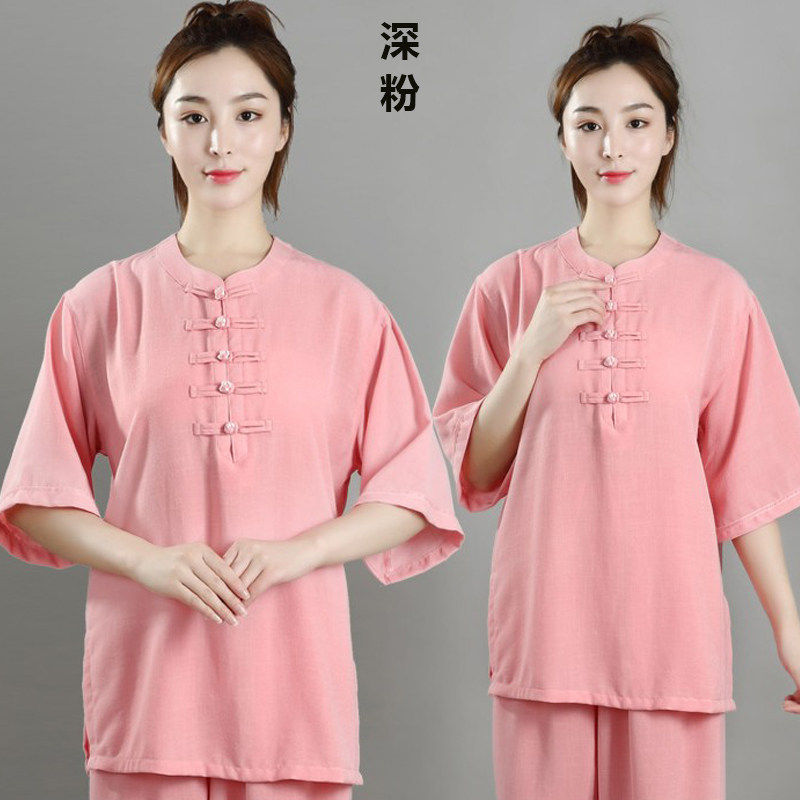 太极服夏季亚麻中老年图片