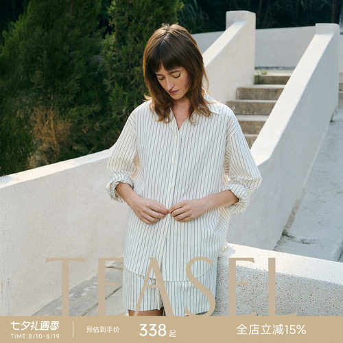 度假风亚麻棉松弛舒适衬衫套装