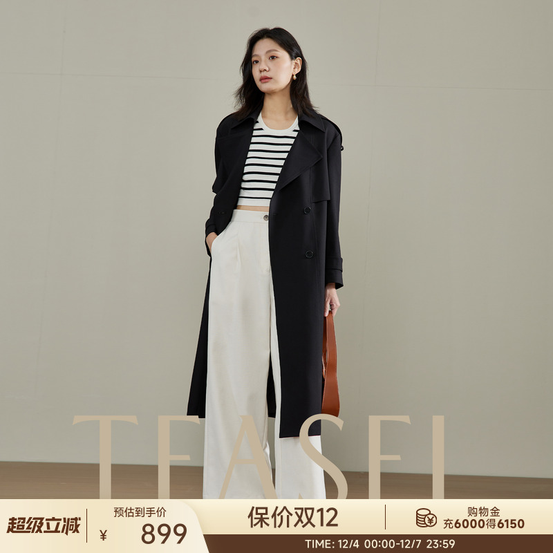 斗篷式经典双排扣长款风衣