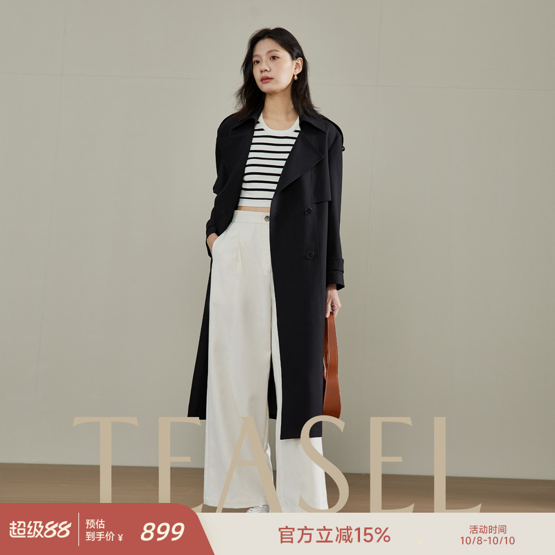 斗篷式经典双排扣长款风衣