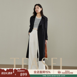 风衣 双排扣长款 TEASEL「精致翘楚」高支高密斗篷式 气场全开经典