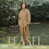 裤 风衣 子 TEASEL帝人面料舒柔特水洗棉感立领松弛短款 董生活同款