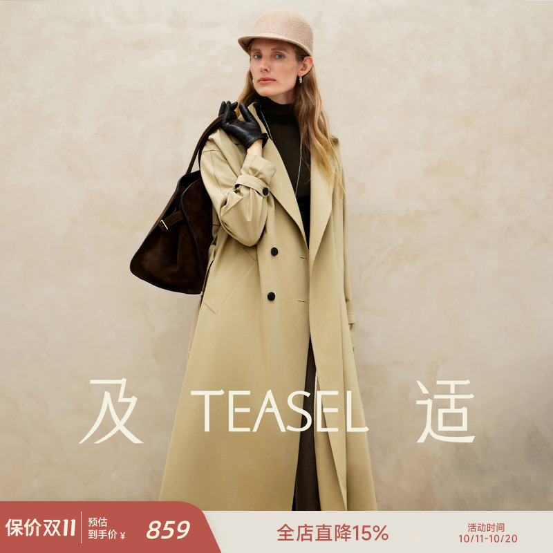 澳毛醋酸风衣抗皱简约风长款外套