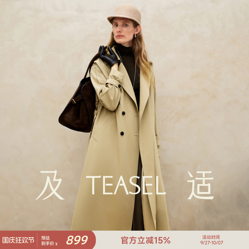 澳毛醋酸风衣抗皱简约风长款外套