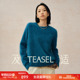 TEASEL「绒雾梦境」100羊绒拉绒经典 圆领宽松落肩袖 针织套头毛衣