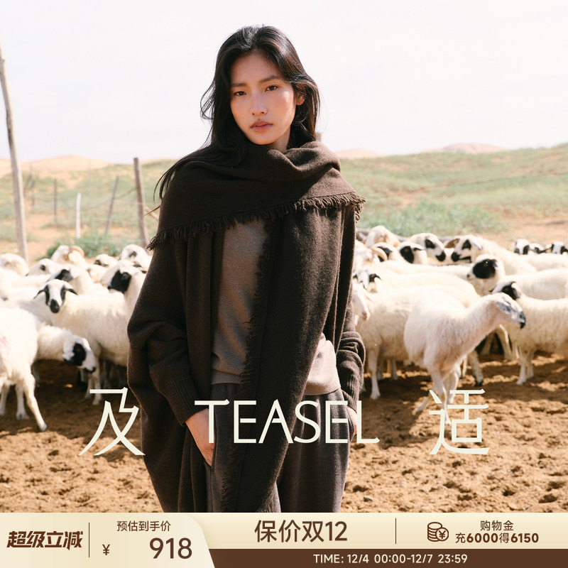 温暖伴侣秋冬流苏针织斗篷式披肩