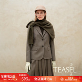 百褶半裙套装 TEASEL「智性法则」精纺羊毛两粒扣修身 小廓形西装