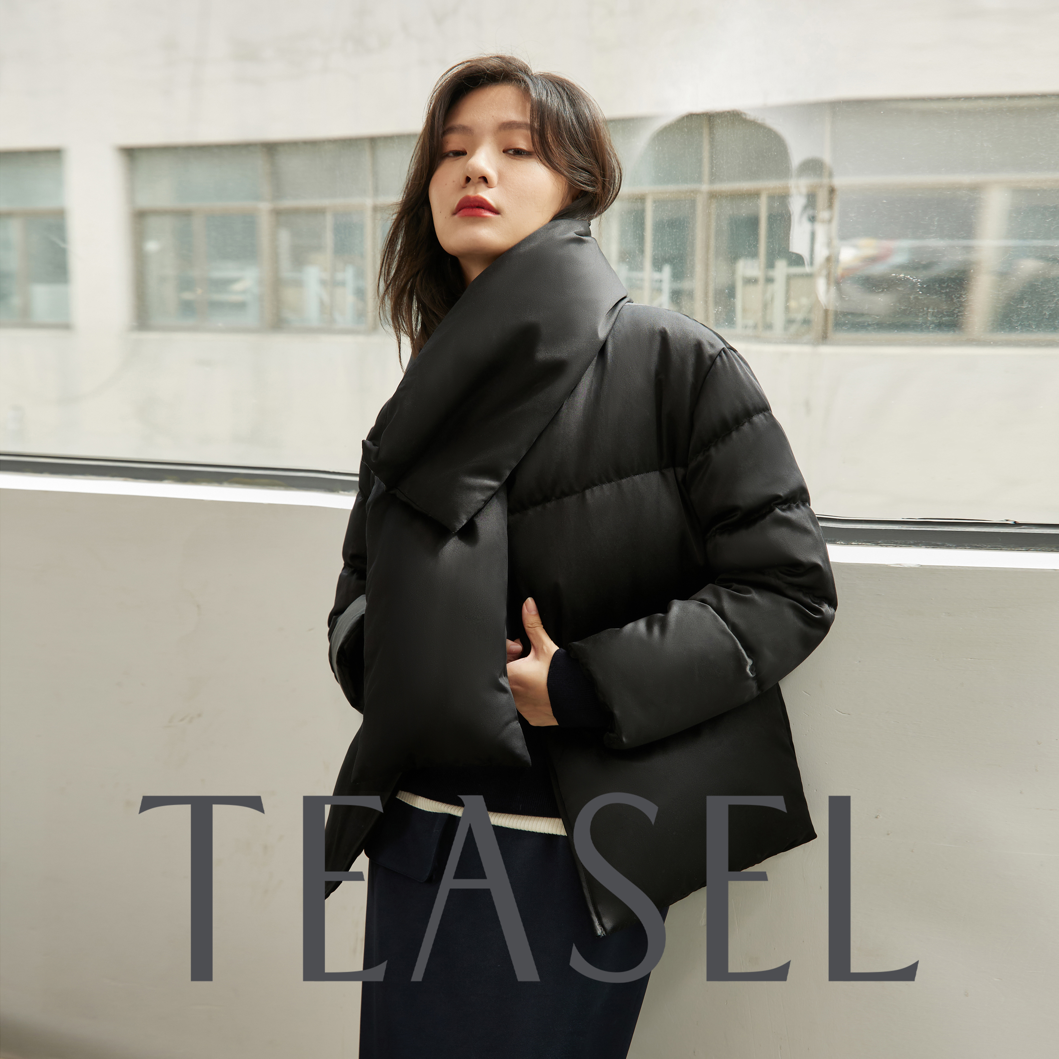 三防白鹅绒可拆卸围巾领羽绒服