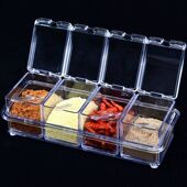 亚克力透明调料盒调料罐带底座厨房分格收纳盒带盖调味瓶罐置物架