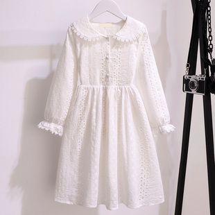 新款 洋气蕾丝公主裙儿童长袖 2023韩版 女童连衣裙秋装 纯棉甜美裙子
