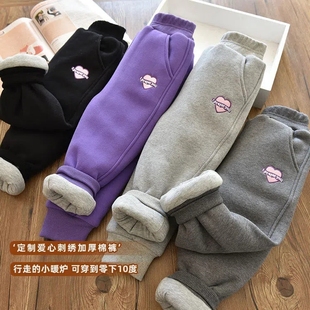 女童冬季棉裤加绒加厚新款洋气儿童超厚三层保暖夹棉裤子一条过冬