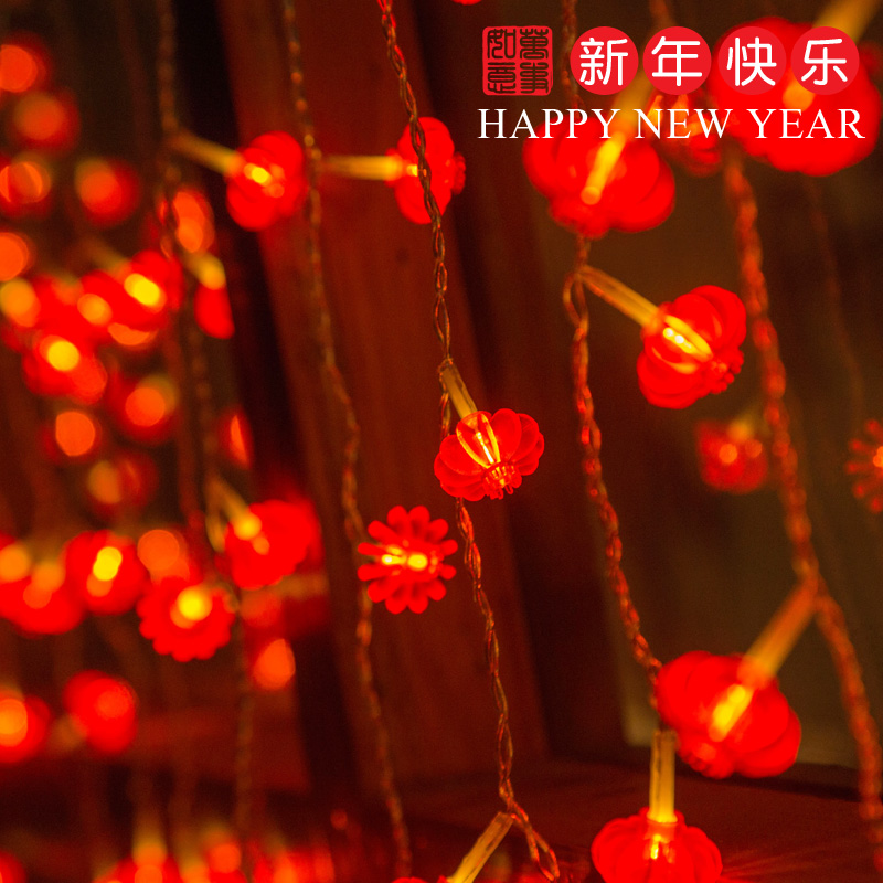 2020元宵元旦新年春节红灯笼节日彩灯家用过年装饰灯串房间布置-封面
