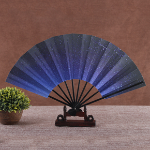 双面绢布cosplay将进酒宅舞扇子日式 十骨蝙蝠仕舞扇噫无情转扇子