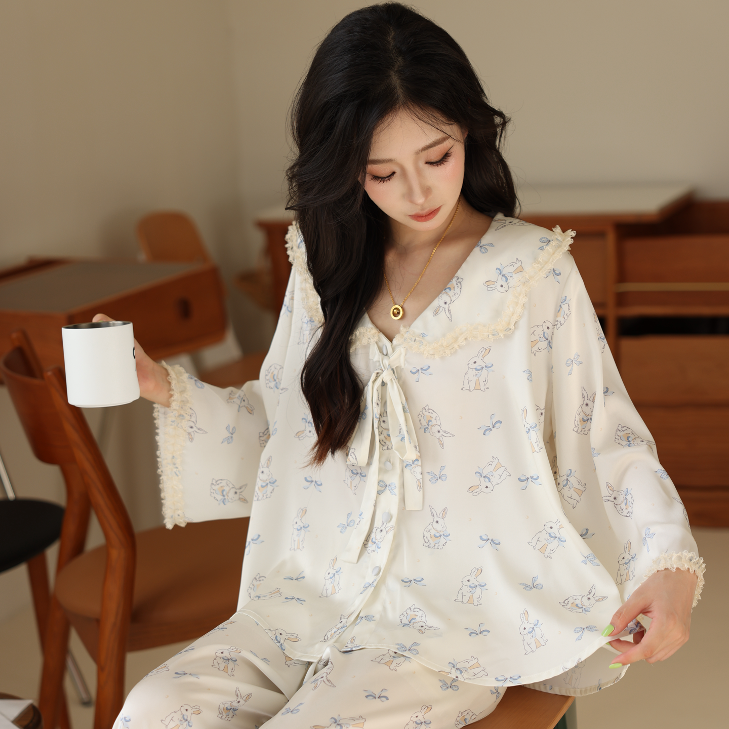 少女甜美风睡衣女家居服套装