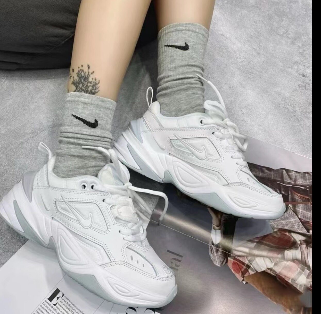 NIKE/耐克M2K Tekno女低帮白色百搭休闲韩版厚底老爹鞋AO3108-100