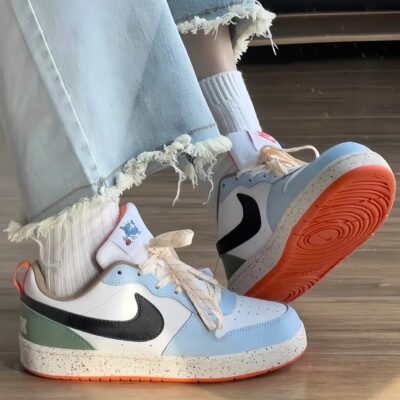 耐克Nike Court Borough Low 2白蓝泼墨低帮运动板鞋DX6052-101