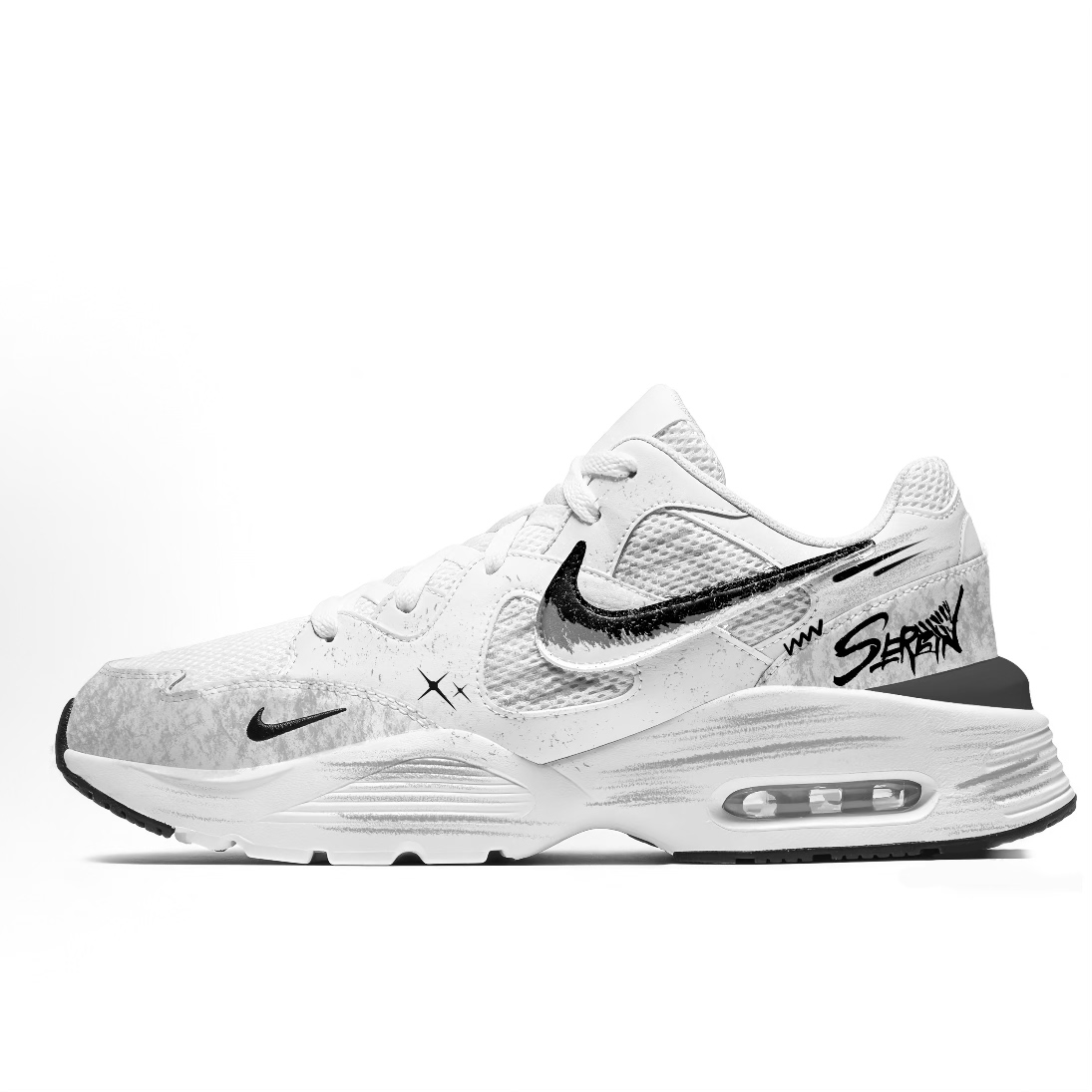 【定制球鞋】Nike Air Max 浮生漫行 黑白男子气垫运动休闲跑步鞋