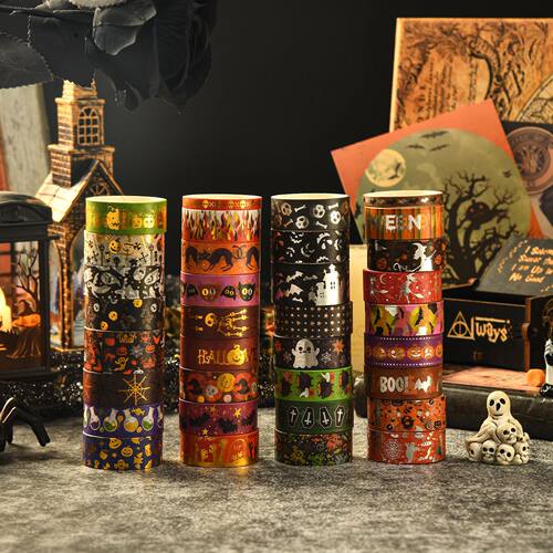 万圣节系列diy纸贴和纸胶带套装 学生手工贴精灵鬼脸贴纸手帐