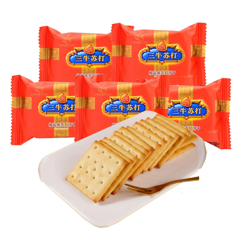 上海三牛饼干椒盐味咸味苏打饼干500g 独立小包早餐零休闲食品