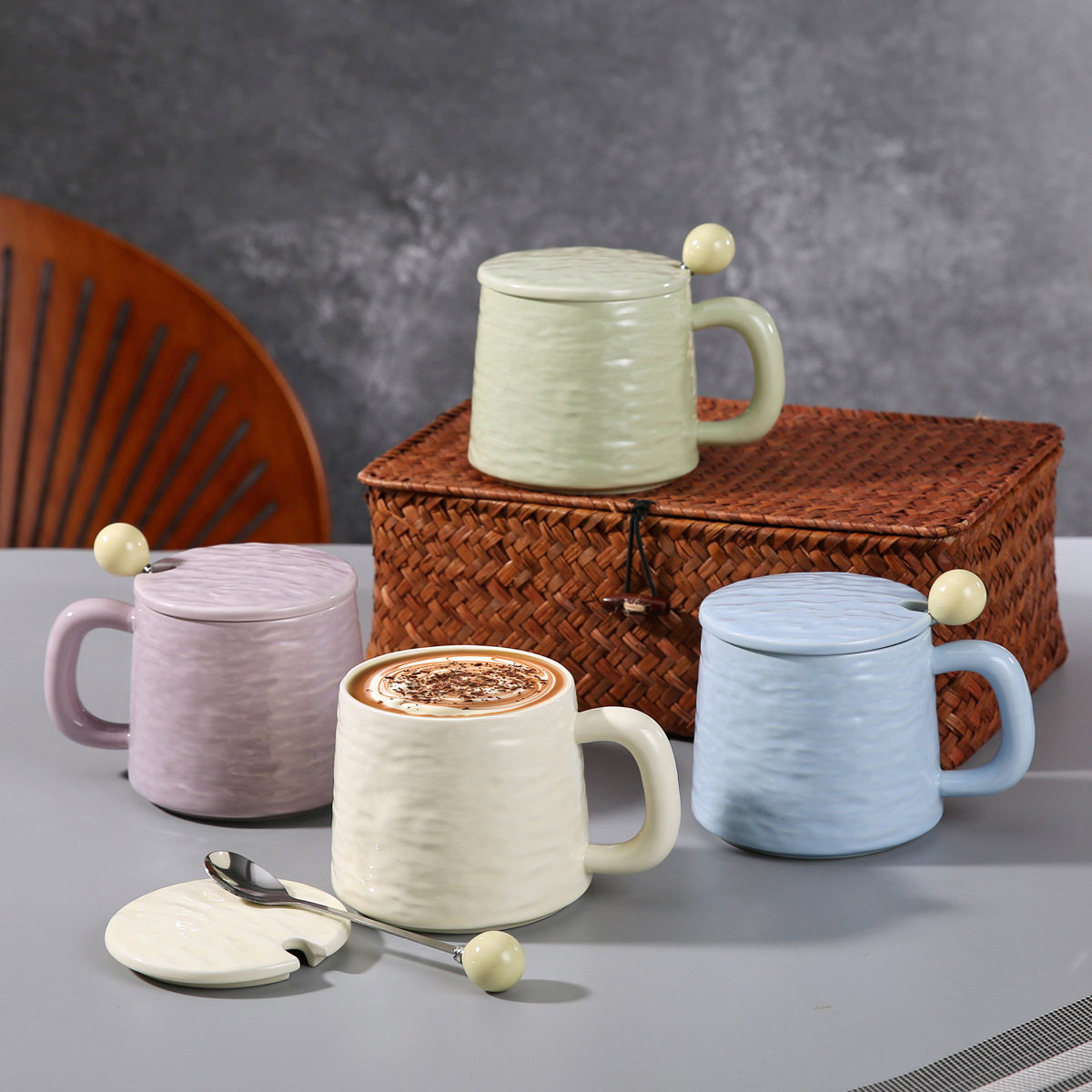 马克杯大容量杯子家用喝水情侣杯水杯陶瓷咖啡杯釉下彩岩石杯茶杯