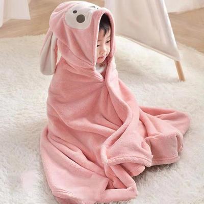 儿童浴巾斗篷浴袍连帽宝宝可穿式加厚珊瑚绒吸水男女孩午睡毯