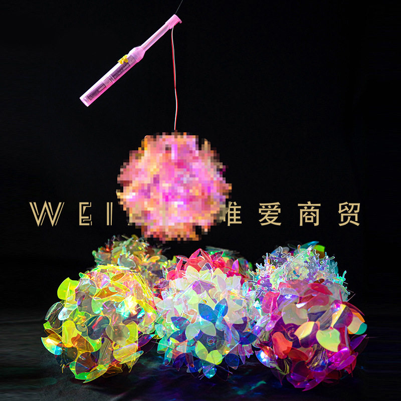 新年手提灯笼元宵节爆款炫彩镭射儿童手提手工灯笼diy材料包