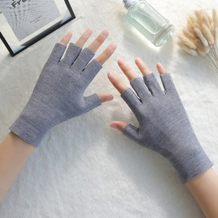 保暖半指手套男女士秋冬季天高颜值时尚高弹户外开车骑车美甲德绒