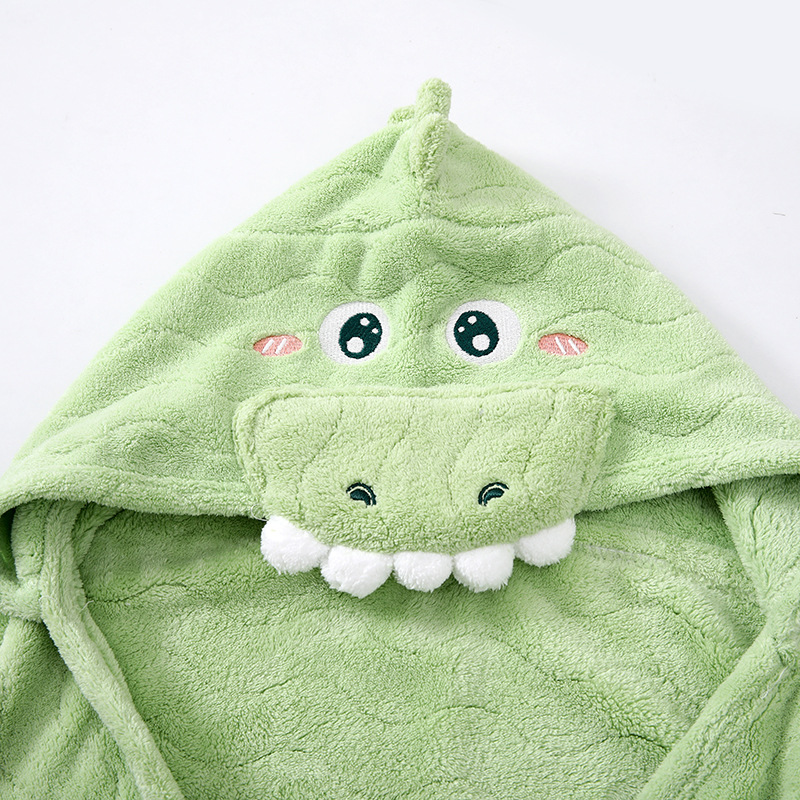 儿童斗篷可穿式带帽男女童婴儿浴巾吸水速干萌宠裹巾珊瑚绒浴袍