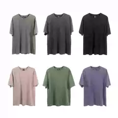 Mkszy 220g Long-Staple Cotton, Silicone Oil Washed, Silky Base Short-Sleeve T-Shirt, Casual Vintage Tee