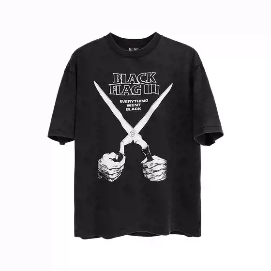 MKSZY fit Black Flag Scissorhands ERD Retro Vintage TEE Short Sleeve T-shirt