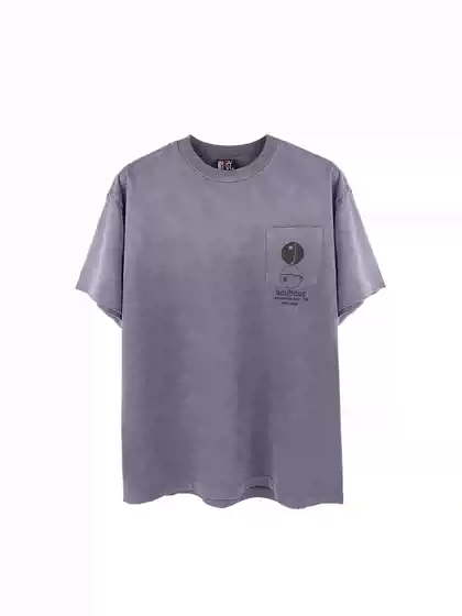 Mkszy Fit Version 80-Count Double Yarn Bauhaus Spray-Dyed Distressed Short-Sleeve T-Shirt