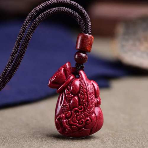 天然原矿朱砂貔貅福袋挂件袋有福