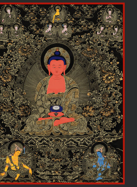 释迦牟尼佛画像 唐卡 西藏热贡 佛堂供奉客厅书房装饰画海报挂画