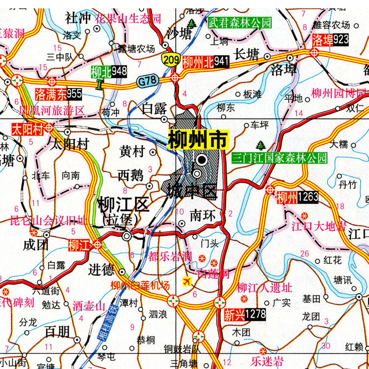 2023新款 柳州市地图墙贴  超大巨幅 交通行政区划图 装饰画海报