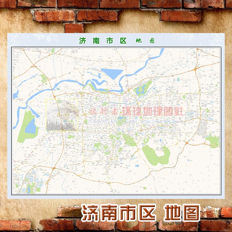 超大巨幅 济南市区地图墙贴定做 城市城区海报2021新版装饰画芯
