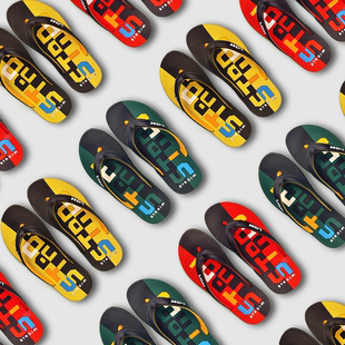 潮流拼色人字拖男女夏季休闲耐磨防滑沙滩拖鞋度假