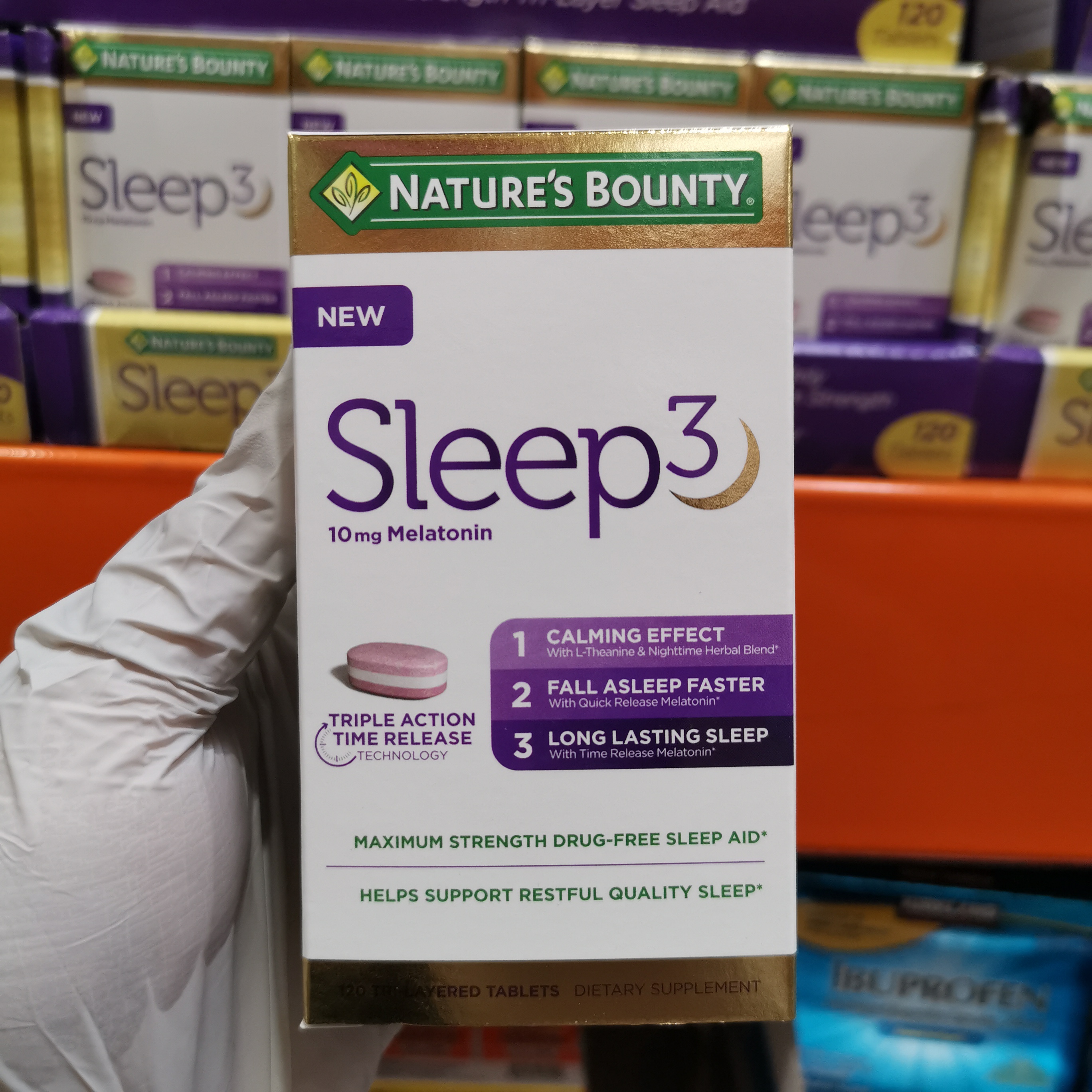 现货2702/美国自然之宝Nature’s Bounty褪黑素10mg助眠颗粒120粒