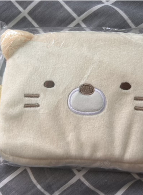 奶咖色毛绒小猫牧纳包软萌刺绣卡通笔袋 女生化妆杂物包