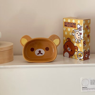 日系卡通可爱轻松熊玻璃碗家用菜碗汤碗沙拉碗