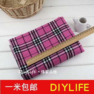 特价纯棉苏格兰色织格子布料磨绒法兰绒春秋衬衫服装面料