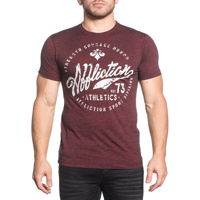 affliction美国进口男士运动休闲格斗短袖T恤植绒印花复古半袖