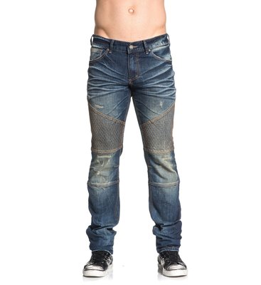 affliction 美式潮牌弹力修身小脚机车水洗做旧休闲男裤牛仔裤