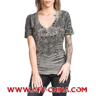 AFFLICTION美国本土潮牌 女士纯手工 两面穿欧美古神话风短袖T恤