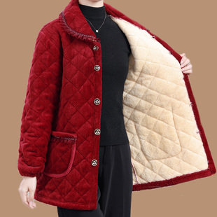 加厚保暖棉服奶奶装 棉衣冬季 棉袄外套罩衣女 中老年妈妈装 2025新款