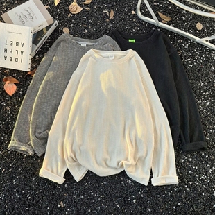 秋冬新款开衫毛衣美式复古休闲慵懒风V领针织衫男装纯色宽松外套