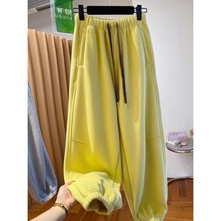 女保暖哈伦长裤 G466CVC华棉复真超特大码 300斤加绒束脚卫裤