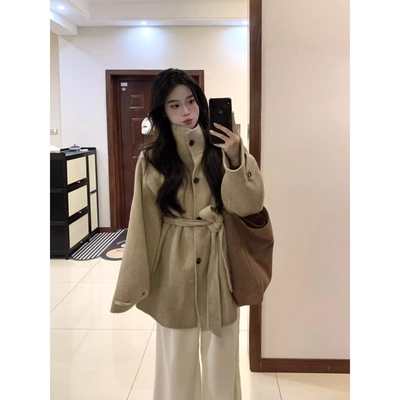 卡其色呢子大衣女秋冬2025新款毛呢外套高级感小个子短款韩系气质