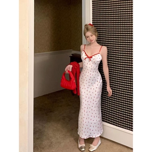 两件套 小个子甜美chic纯欲2025碎花吊带连衣裙红色开衫 夏季 新款